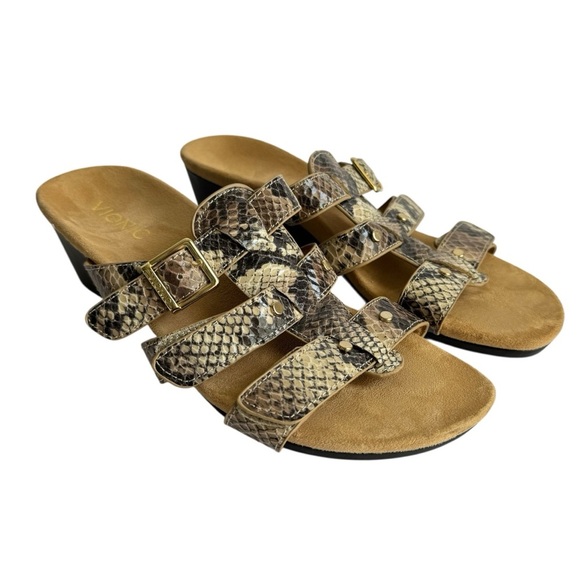 Vionic Radiant Sandals Snakeskin Print Wedges Comfort Shoes Like New Womens 7 - Picture 2 of 10